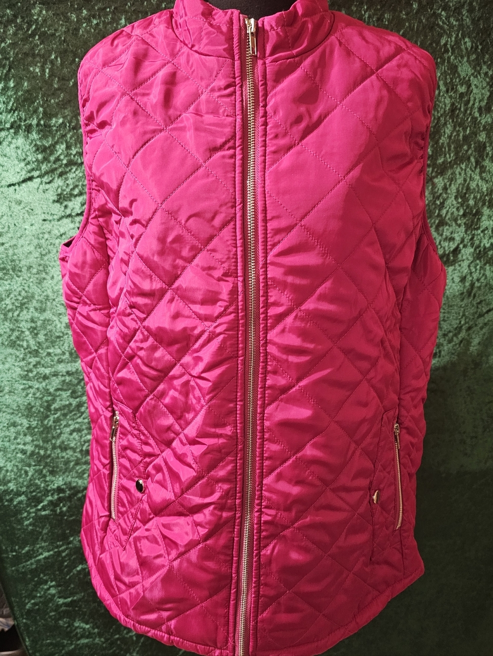 Quilted Pink Women's Zip-Front Vest NWOT Brand Unknown XL Armpit-Armpit 23 1/2"